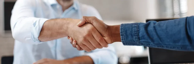 Handshake between client and trainer.
